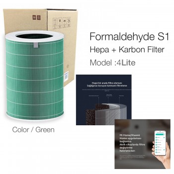 Xiaomi Smart Air Purifier 4 Lite Filtre  / 360 True Cam Hepa Yeni Formullü Filtre Ø200*H308MM Model: AC-M17-SC  Filtresi (Yeşil Formaldehyde)