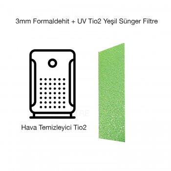 33x33cm 3mm  2 Adet  Formaldehit UV-Tio2 Yeşil Sünger Filtre  Hava Temizleme Cihazları / Klimalar İçin UV- Formaldehit Koku Giderici 