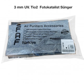 2 Adet 15*15cm. 3mm UV. Tio2 Polimer Sünger Ultraviole, Ozon, Hava Temizleyici, ve Klimalar İçin