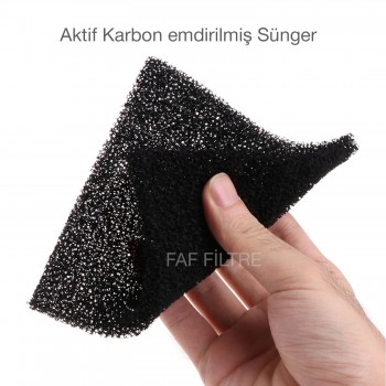 15x15cm 3mm  2 Adet  Hava Temizleme Cihazları / Davlumbaz / Klima İçin Koku Giderici Real Aktif Karbon Parçacıklı Sünger
