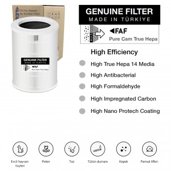 Xiaomi Smart Air Purifier 4 Lite Filtre  /  360 True Cam Hepa Yeni Formullü Filtre Ø200*H308MM Model: AC-M17-SC  Filtresi (Beyaz Natural)