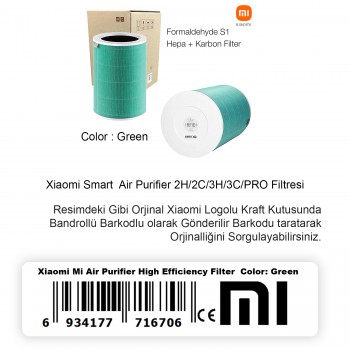 Xiaomi Mi Air Purifier 2H Filtre Yeşil Formaldehit S1  Yeşil Formaldehit