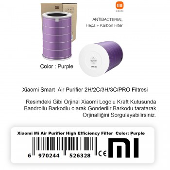 Xiaomi Mi Air Purifier 3C Filtre Mor Antibakteriyel  Mor Antibakteriyel