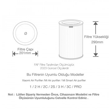 Xiaomi Mi Air Purifier Filtre 2H- 2C- 2S -3H-3C Filtresi 360 True Cam Hepa Yeni Formullü Ø200*H290MM ÖLÇÜ (Turuncu Allergy)