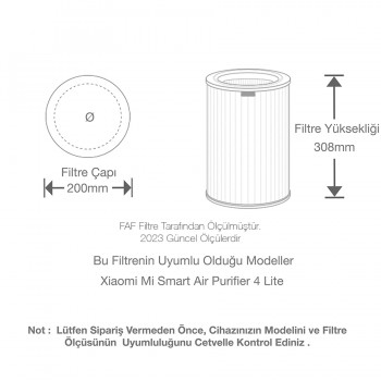 Xiaomi Smart Air Purifier Hava Temizleyici 4 Lite Filtre Model: AC-M17-SC  Filtre Özel Seri High Efficiency Filtre Turuncu FAF / True Hepa 14 Filtre  