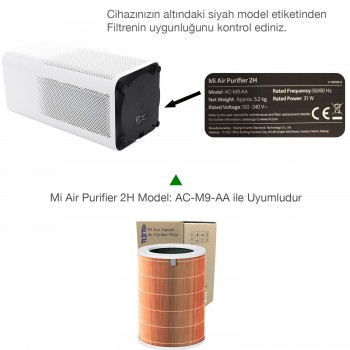 Xiaomi Mi Air Purifier Filtre 2H- 2C- 2S -3H-3C Filtresi 360 True Cam Hepa Yeni Formullü Ø200*H290MM ÖLÇÜ (Turuncu Allergy)