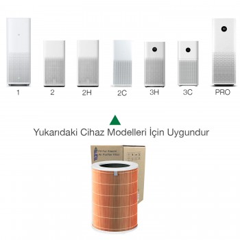 Xiaomi Mi Air Purifier Filtre 2H- 2C- 2S -3H-3C Filtresi 360 True Cam Hepa Yeni Formullü Ø200*H290MM ÖLÇÜ (Turuncu Allergy)