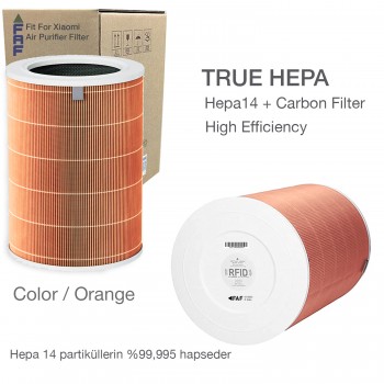 Xiaomi Mi Air Purifier Filtre 2H- 2C- 2S -3H-3C Filtresi 360 True Cam Hepa Yeni Formullü Ø200*H290MM ÖLÇÜ (Turuncu Allergy)