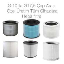 Özel Üretim Silindir Hepa Filtre Tüm Cihazlar İçin Uyumlu Filtre  (Diy El Yapımı)  Ø10 cm  ila 17,5 cm  arasındaki Çaplar