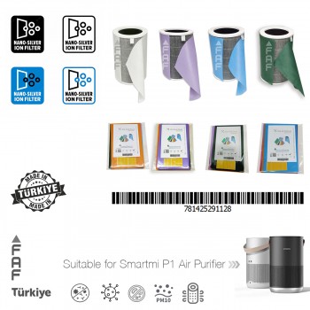 10 Adet Smartm P1i Air Purifier Uyumlu Ekstra Nano Gümüş İyonlu Karışık Renkli Toz Tutucu Ön Filtre  Ön Filtre