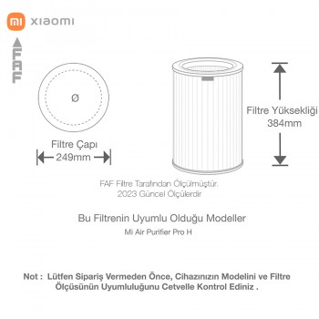 Xiaomi  Mi Air Purifier PRO H Filtre Mavi Full Hepa High Efficiency Rfid  Mavi Orjinal Filtre