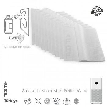 10 Adet Xiaomi Air Purifier 3H- 3C Filtre Üstüne Ekstra Nano Gümüş İyonlu Elekrostatik Toz Tutucu Beyaz Ön Filtre  Koruyucu