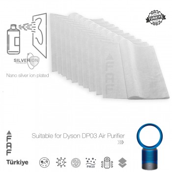 10 Adet Dyson DP03 Hava Temizleyici  Filtre Üstüne Uyumlu İlave Elektrostatik Toz Tutucu Koruyucu  Ön Filtre