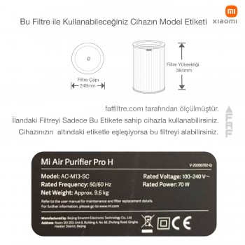 Xiaomi  Mi Air Purifier PRO H Filtre Mavi Full Hepa High Efficiency Rfid  Mavi Orjinal Filtre