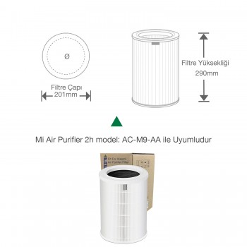 Xiaomi Mi Air Purifier Filtre 2H- 2C- 2S -3H-3C Filtre  360 True Cam Hepa Yeni Formullü Filtresi Ø200*H290MM ÖLÇÜ (Beyaz Natural)