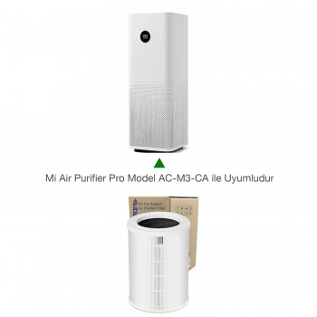 Xiaomi Mi Air Purifier PRO Filtre, Model AC-M3-CA Uyumlu Özel Seri High Efficiency Beyaz FAF / Natural Pure Hepa 14 Filtresi 