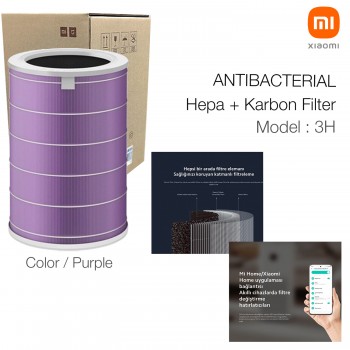 Xiaomi Mi Air Purifier Filtre 2H 2C 2S 3H 3C PRO Orjinal Çipli Rfid Yedek Filtre Mor Antibakteriyel